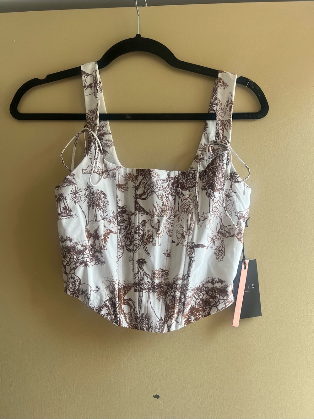 iris Brown Floral Tie-Shoulder Bodice corset Top - Picture 2 of 7